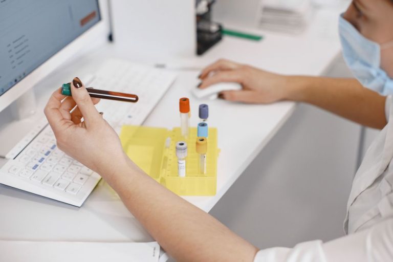 Blood samples in a laboratory